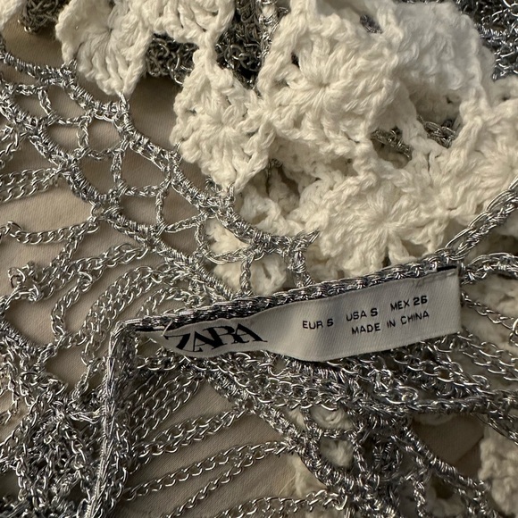 Zara Metal Crochet. Contrast Knit Top (S) - Picture 6 of 6